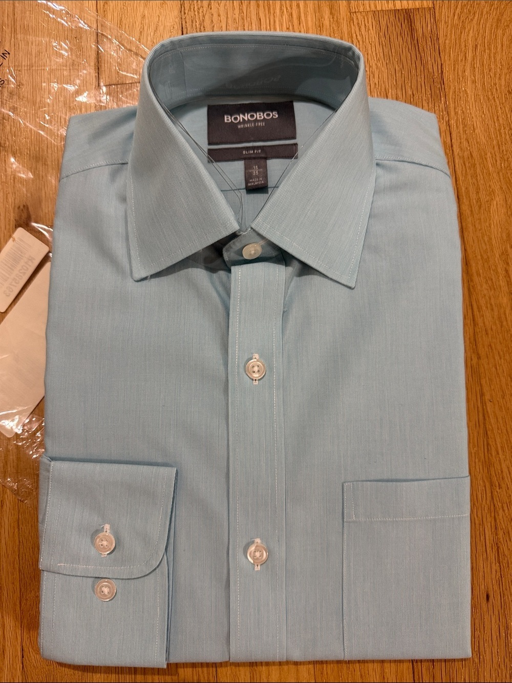 BNIP Bonobos Wrinkle Free Waterspout Slim Fit Dress Shirt Sz 15x35